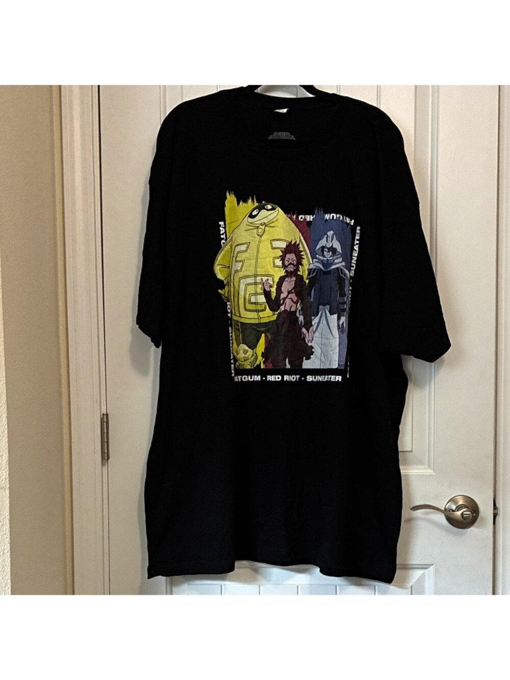 Crunchyroll My Hero Academia Fatgum Red Riot Suneater Black T-Shirt Size 4XLB